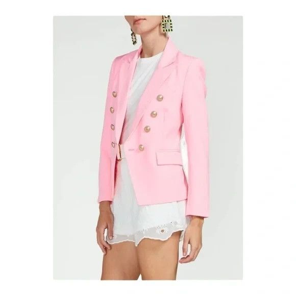 GENERATION LOVE Delilah Crepe Blazer‎ Pastel Pink Gold Buttons Sz S $395 NWT - Picture 1 of 9